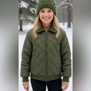 Wild Fable Green Quilted Bomber Jacket